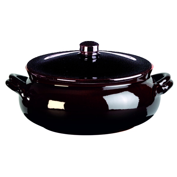 Umidiera tonda con coperchio Vulcania terracotta smaltata B1UR2